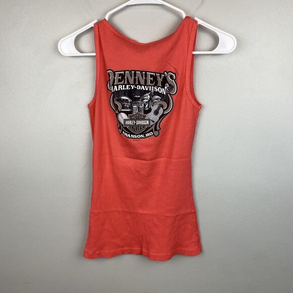 Harley-Davidson Shirt Womens Medium Red Tank Top Denney’s Branson MO Graphic - Picture 4 of 9